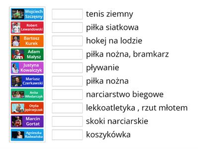  Znani polscy sportowcy i ich dyscypliny