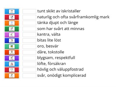 Svenska - Ordkunskap - 11 till 15 - Matcha ord 2