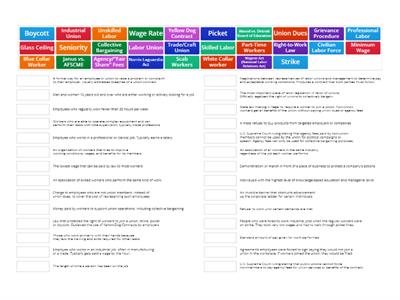 Unit 4 Vocab: Labor, Unions, & Wages