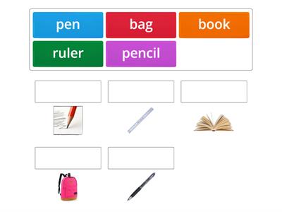 Bag book pencil pen ruler