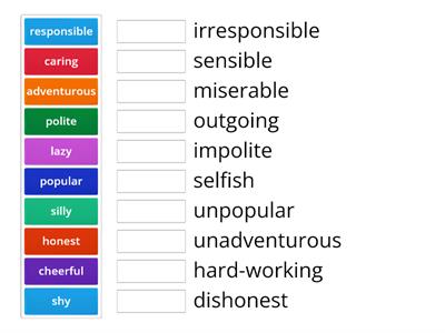 Personality adjectives antonyms