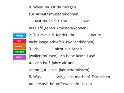 Ergänzen Sie die rchtigen Modalverben.