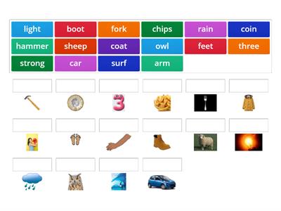 Phonics phase 3 picture word matching game