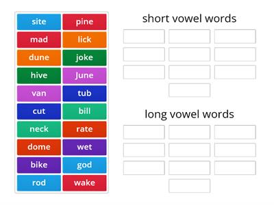 long vowel words & short vowel words