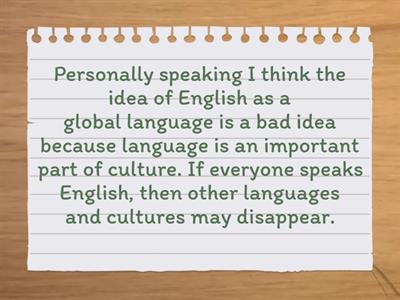 Opinions about English as a global language