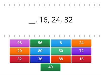  Skip counting by 2s, 4s and 8s