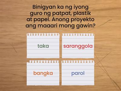 Malikhaing Paggawa ng Iba’t ibang Lokal na Bagay Tulad ng Taka, Saranggola, at Bangka na Gawa sa Papel