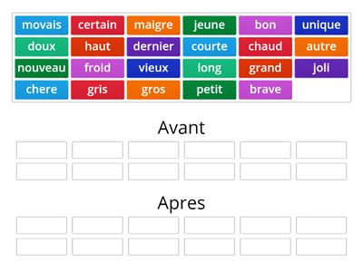 La positions des adjectives 