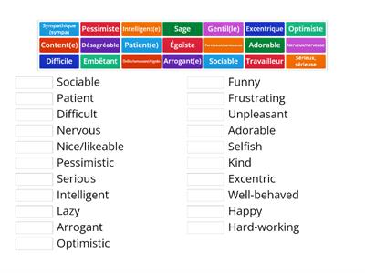 Personality adjectives