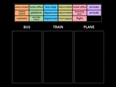 L5. Classifying words: bus, train, plane. 