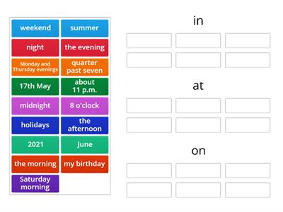 2.3 Speakout elementary prepositions of time at in on