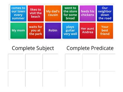 3rd Grade Unit 1: Complete Subject and Predicate