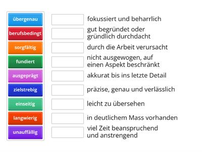 Persönlichkeitsmerkmale: Ordne zu!