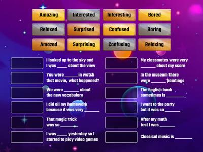 Match up - Adjectives ed and ing