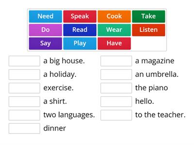 Verb Phrases - English File Elementary, Unit 3A