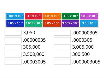 Scientific Notation Match Up