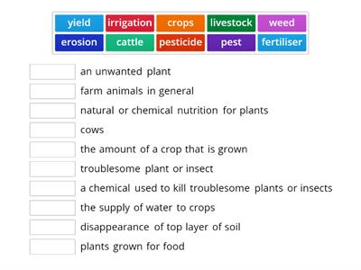 BE10LS Unit 3 Intro Agricultural vocabulary