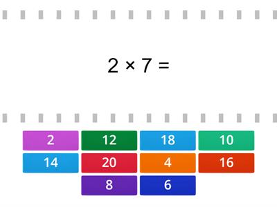 Multiplikation 2:ans tabell (Hitta matchen)