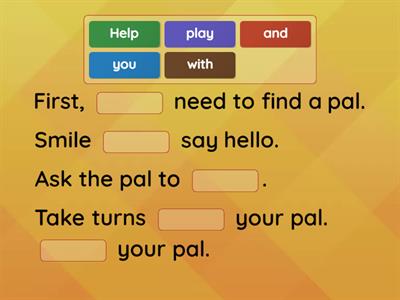 How to be a pal - Key words and Sentences