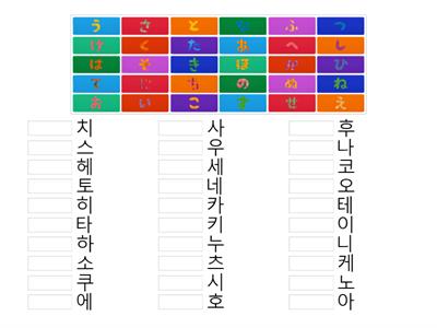 히라가나 아~나행