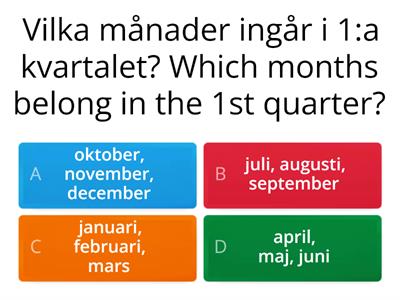 2. Kvartal, månader, veckor och datum - Quarters, months, weeks and dates