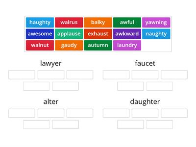 Ambiguous Vowels in Two-syllable Words: aw, au, al, augh