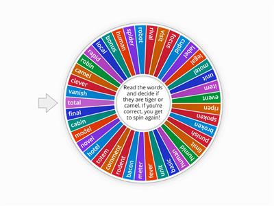 Spin that Wheel - Camel & Tiger Words