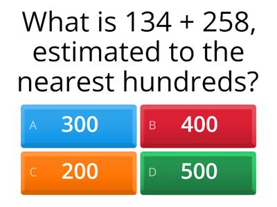 Grade 3 Estimated Sums Quiz