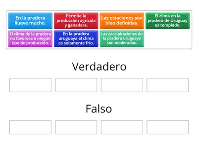 Verdadero o Falso sobre "El Clima de la pradera"