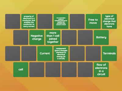 Y7 9.1 Vocabulary Match Up