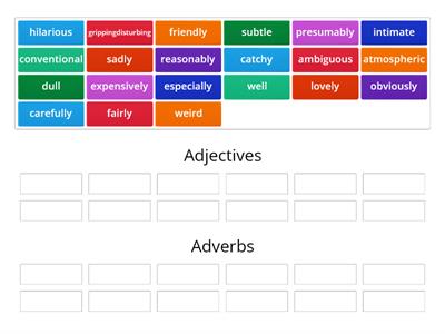 1 Unit Adverbs and Adjectives sorting