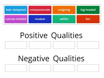Classify the following adjectives into positive & negative qualities.
