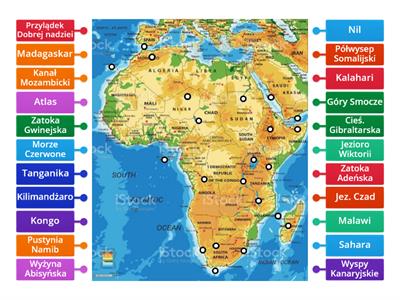 Afryka - wybrane obiekty geograficzne 