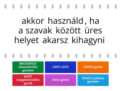 Párosítsd a billentyűt azzal, amilyen feladatot ellát! (képek nélkül) 