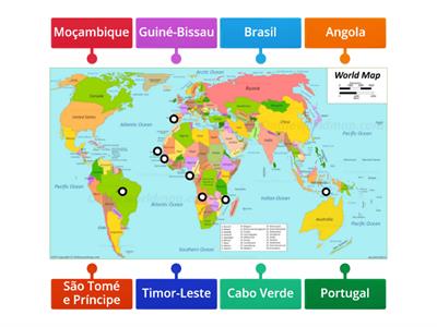 Localize os seguintes países lusófonos no mapa. E apresentá-los brevemente em português.