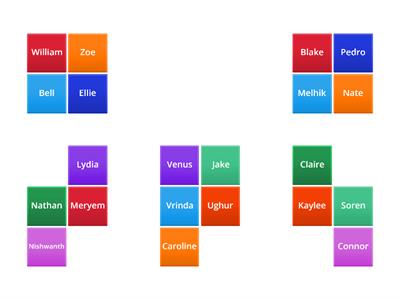 5th Grade Wed- Seating Chart