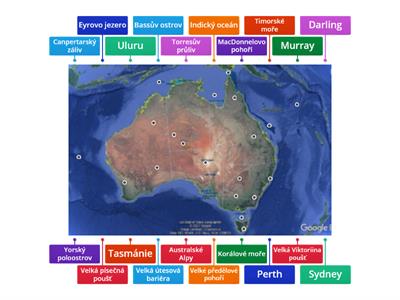 Austrálie - slepá mapa 