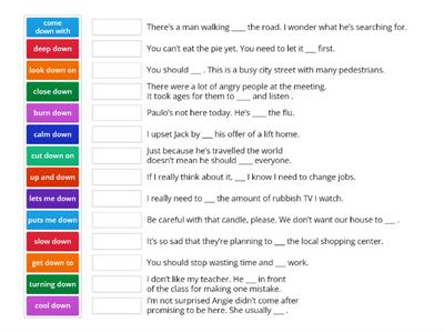 Phrasal Verb Sentences  DOWN