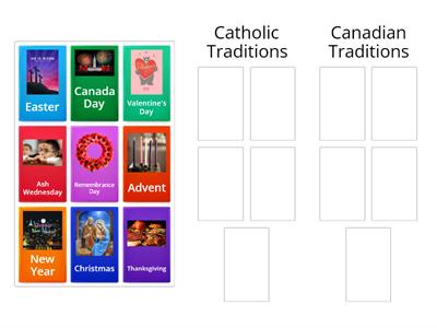 Canadian vs. Catholic Traditions Sorting