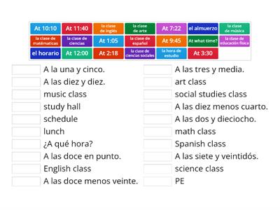Telling Time in Spanish- describing AT what time & classes