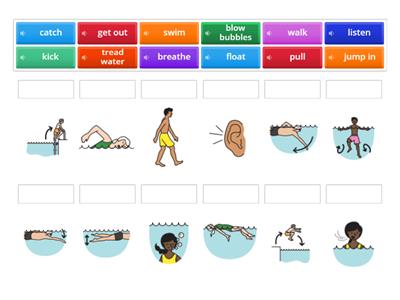 Following instructions at the pool - verbs