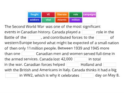 Canada in World War 2 - fill in blanks