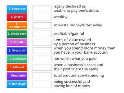 Money vocab - definitions 