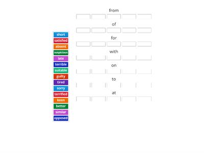 Adjectives + prepositions 2 FCE Organiser