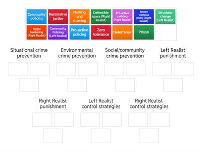 Match the crime solutions to the correct categories! 