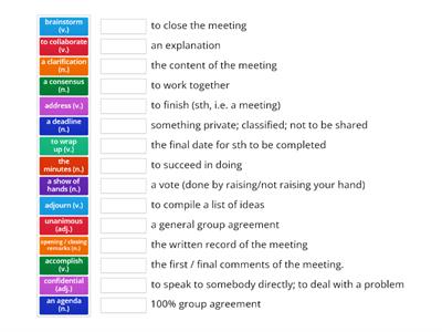 Business meetings vocabulary 