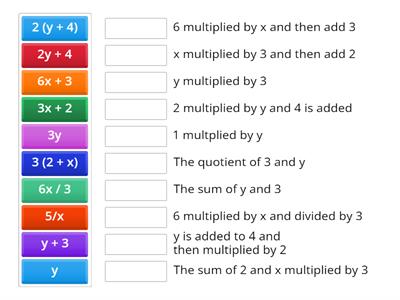 Algebra expressions : 