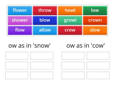 5. Sorting words with 'ow' spelling
