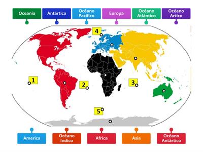 ¿Donde estan los continentes y los oceanos?