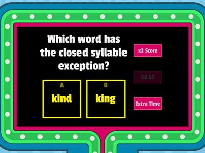 Find the Closed Syllable Exception! Quiz Show for Wilson 2.3